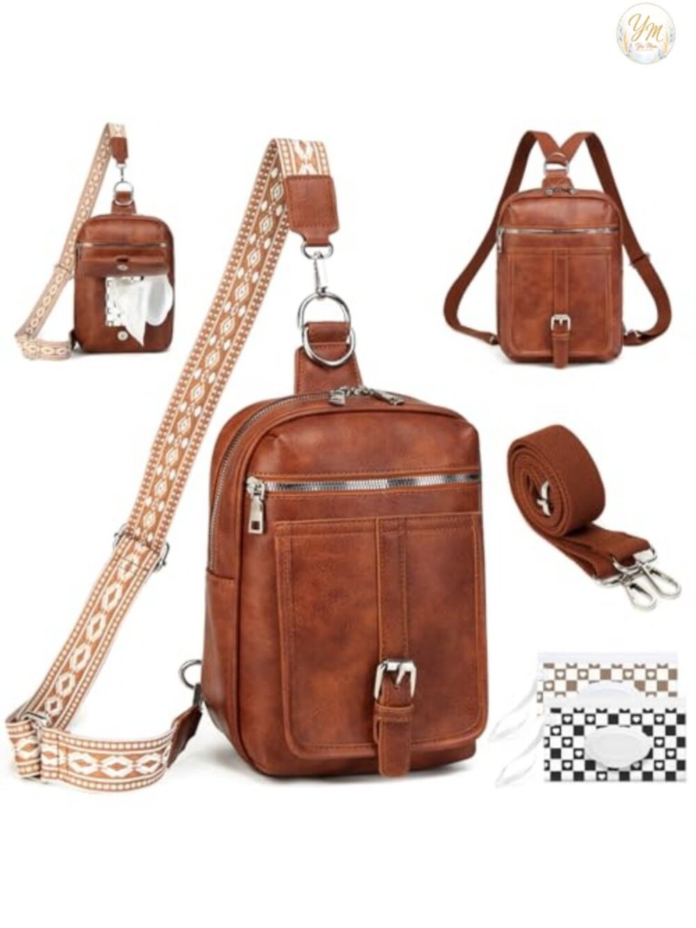 Mini Diaper Bag Crossbody Purse Wipes Pocket Vegan Leather